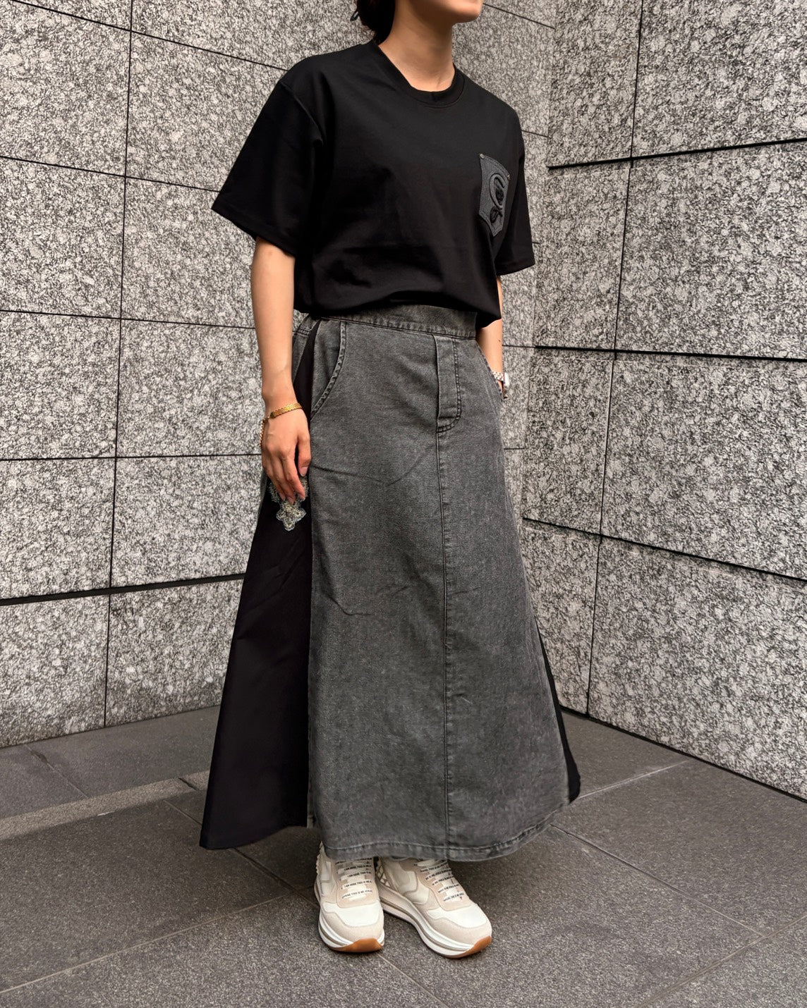 異素材切替スカート WOMEN
