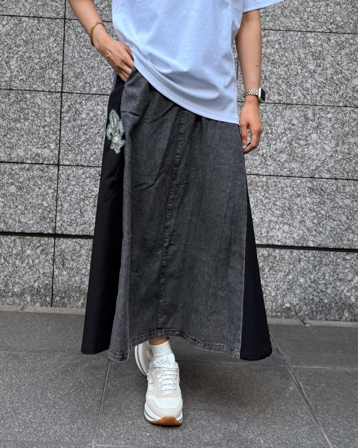 異素材切替スカート WOMEN