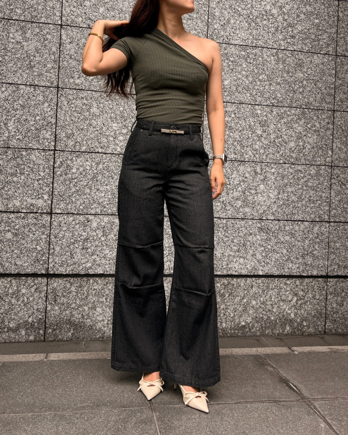 リブショルダーTシャツ WOMEN