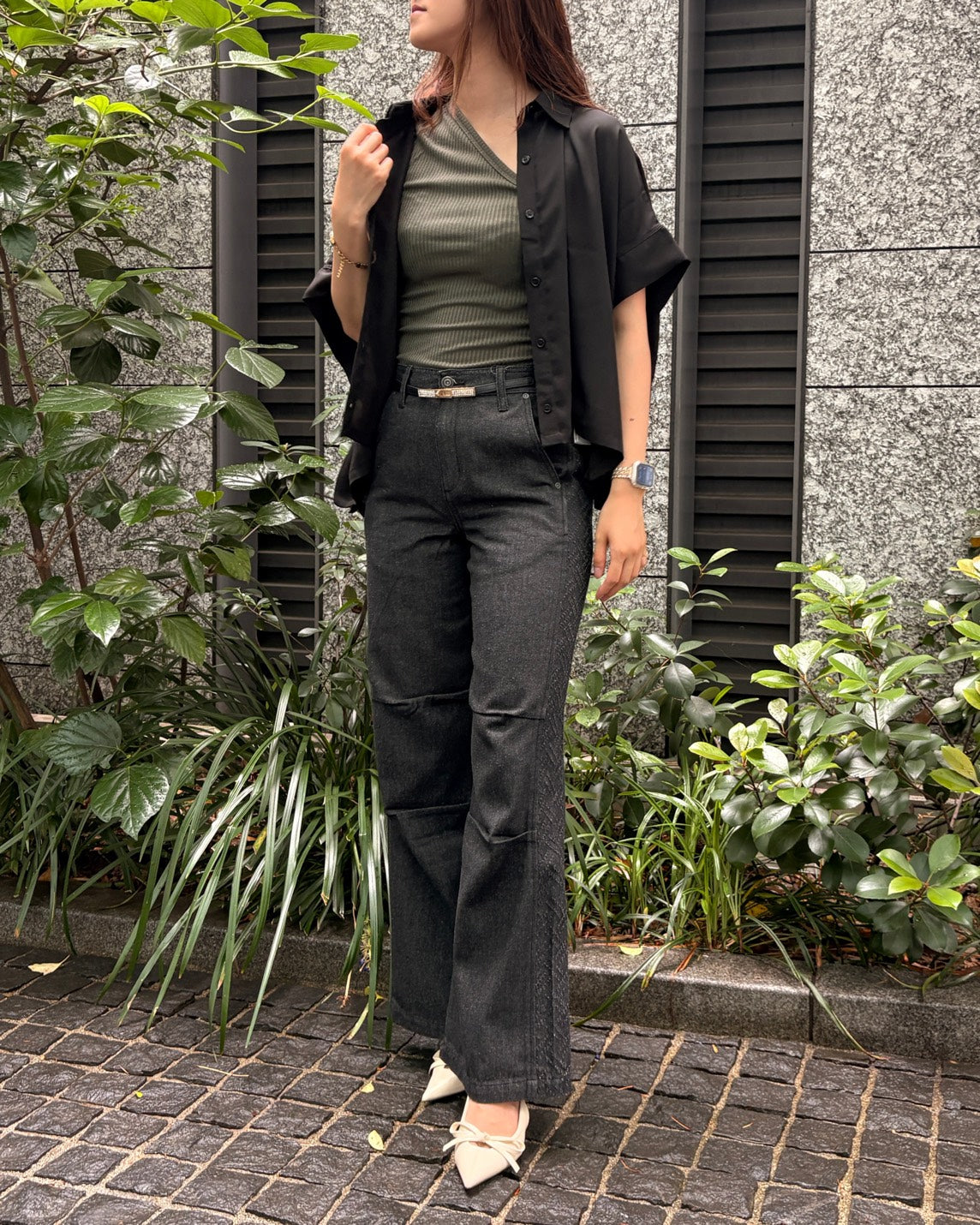 リブショルダーTシャツ WOMEN