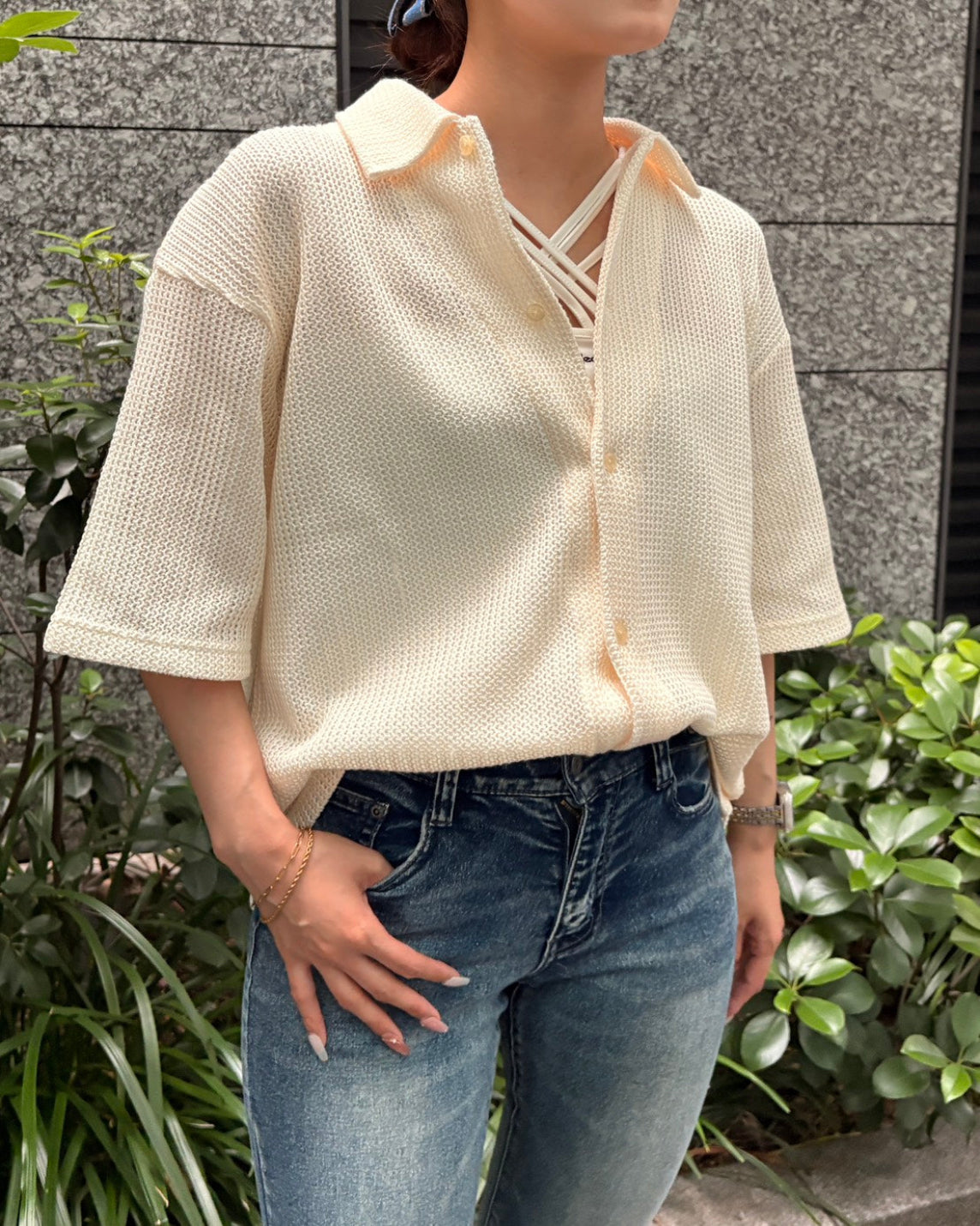 ストライプメッシュシャツ UNISEX