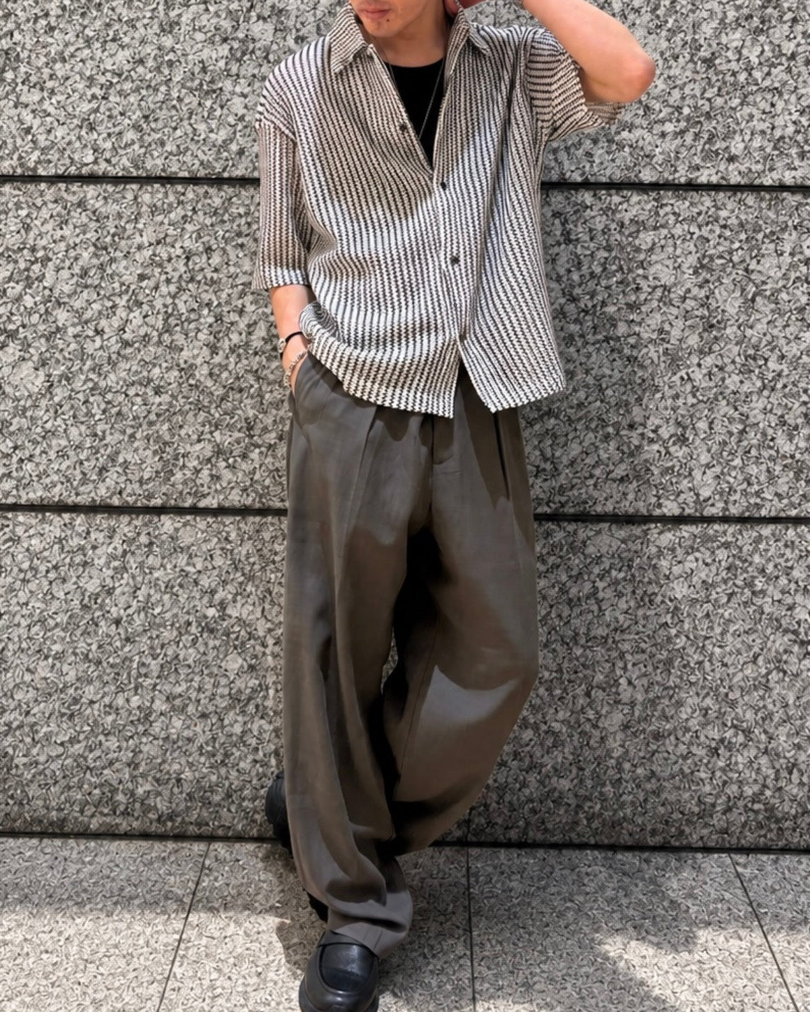 【先行予約販売】ストライプメッシュシャツ UNISEX