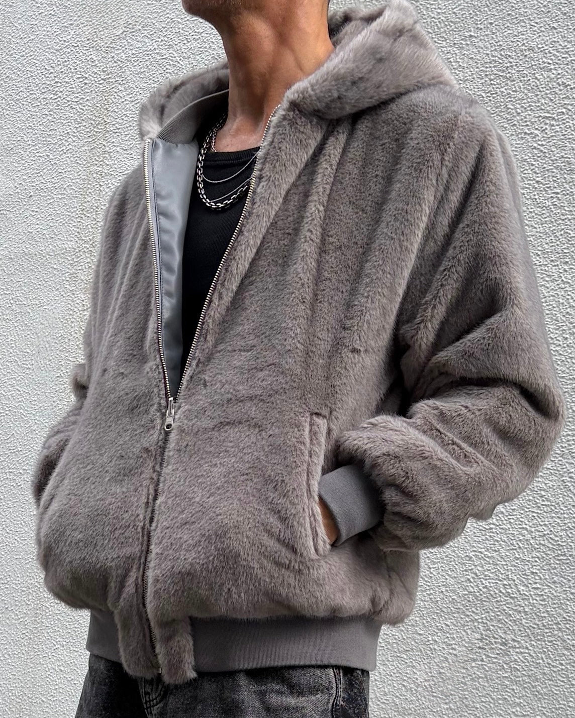 MEN 175cm グレー裏/サイズM着用