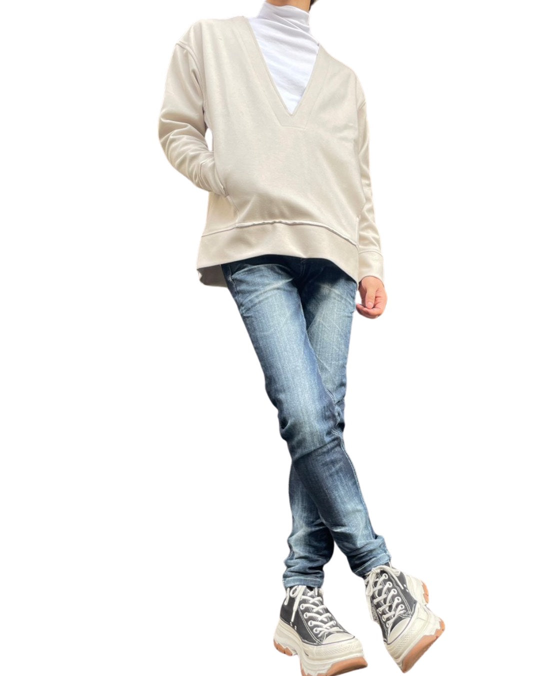 ピーチスキン深Vプルオーバー UNISEX