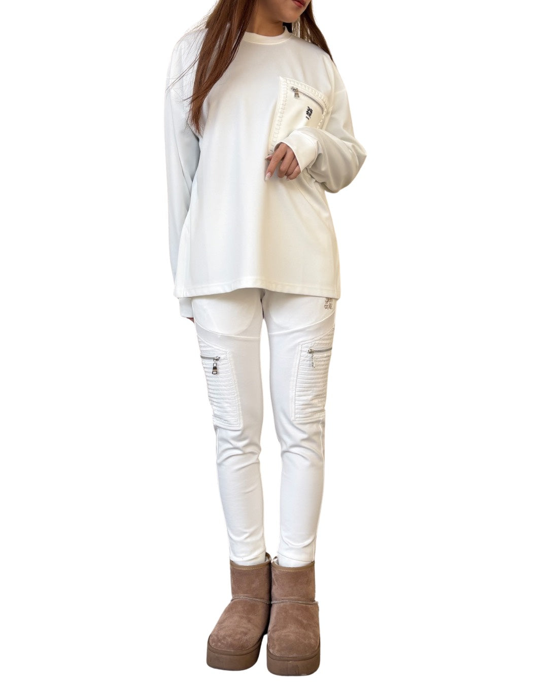 CKJS胸ZIPクルー長袖T UNISEX