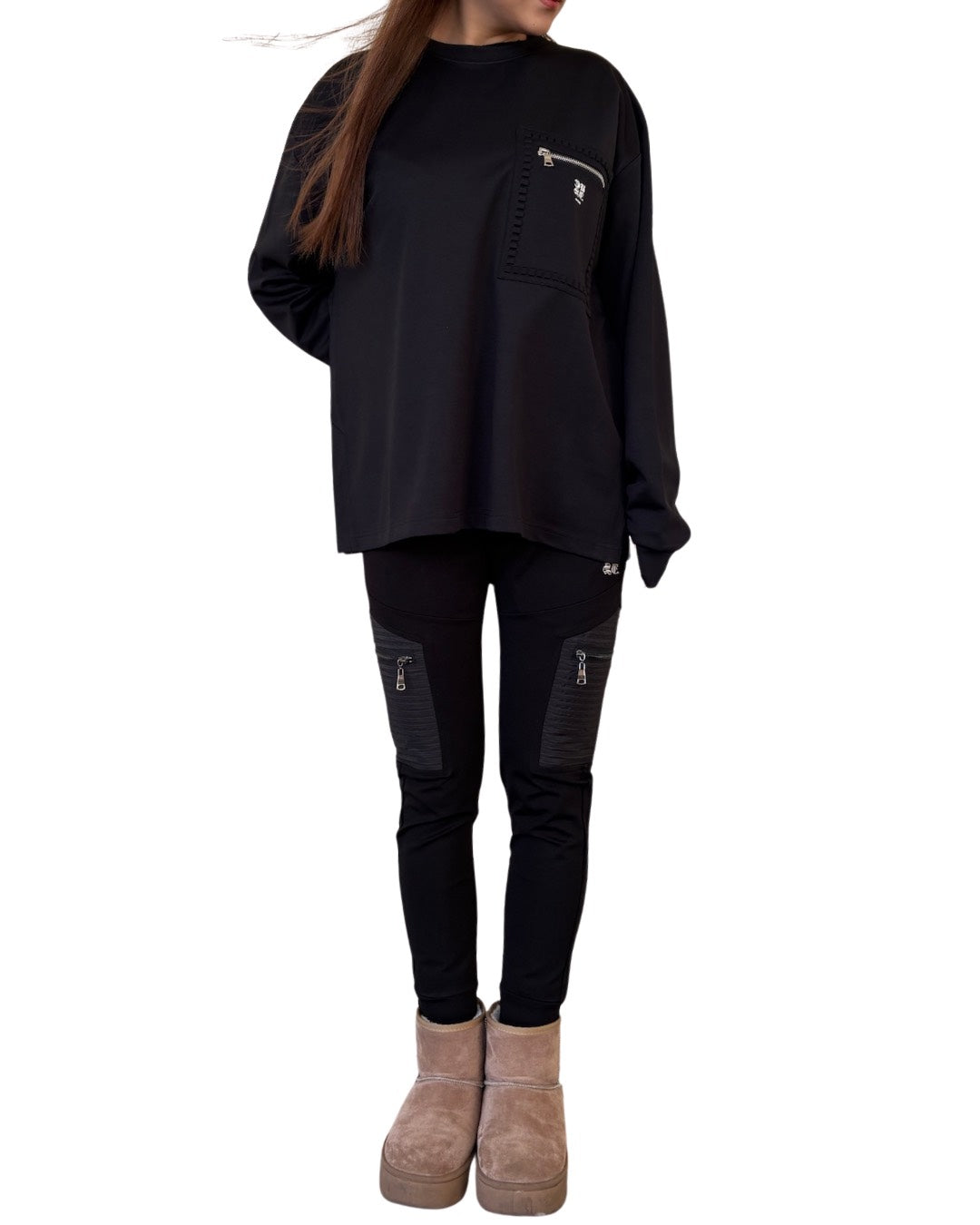 CKJS胸ZIPクルー長袖T UNISEX