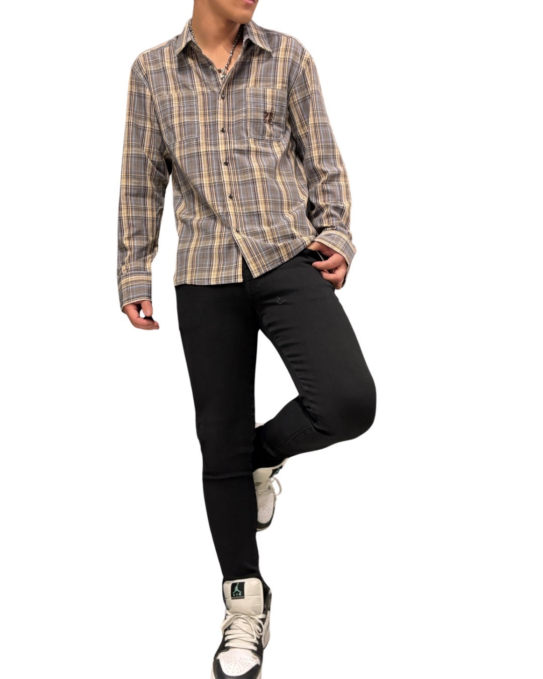 CKJS刺繍チェックシャツ UNISEX