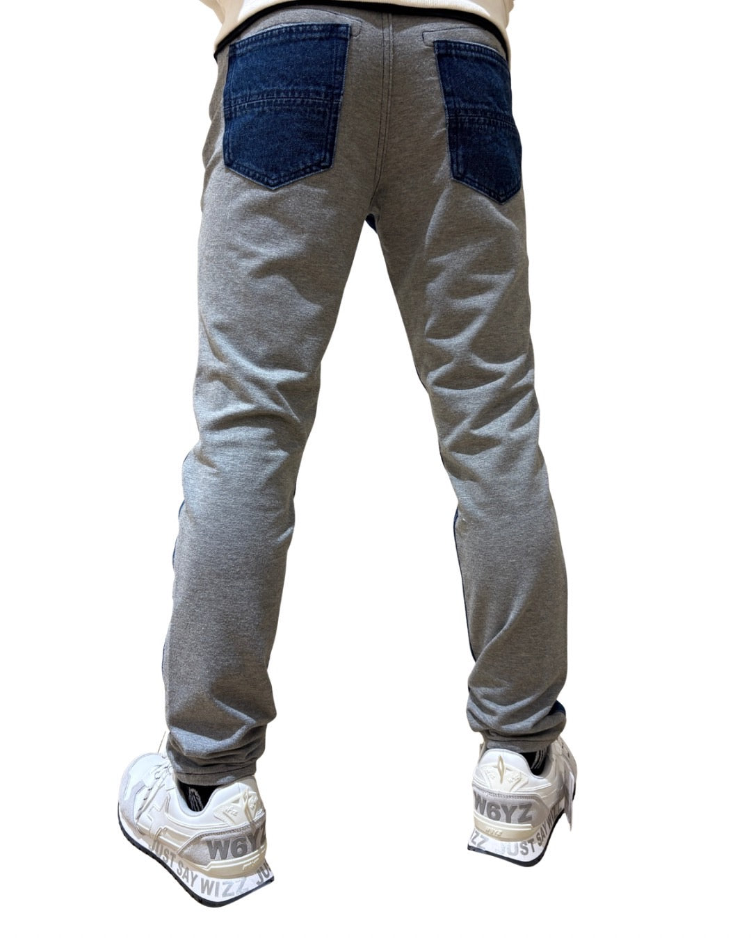 ハート加工デニムスウェット切替パンツ UNISEX