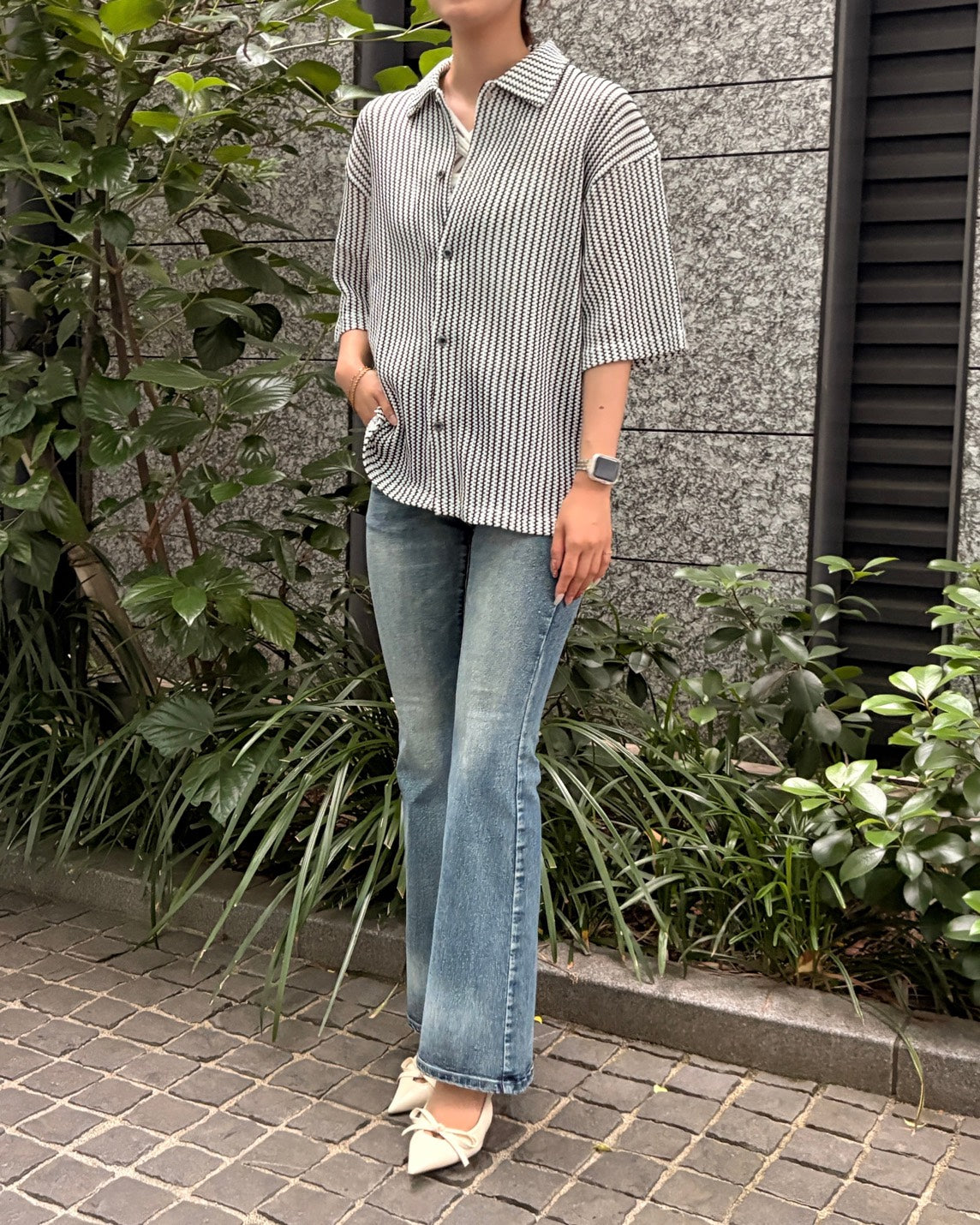 RAINBOW裾フレアーデニムパンツ WOMEN