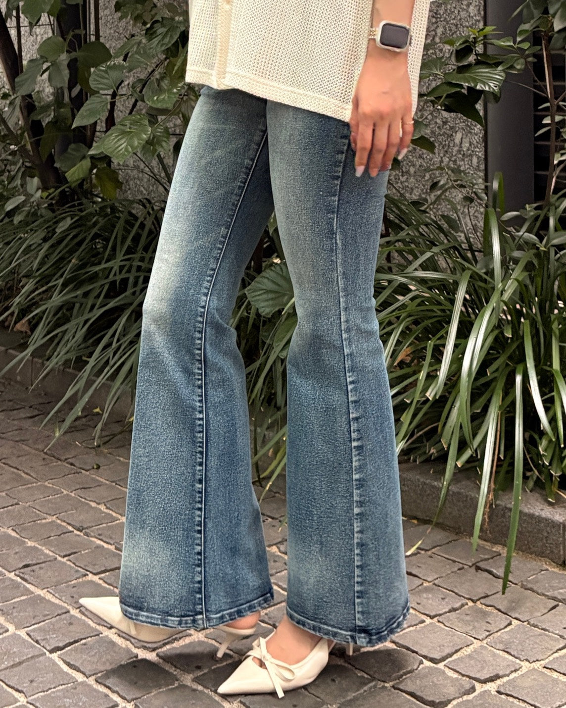 RAINBOW裾フレアーデニムパンツ WOMEN