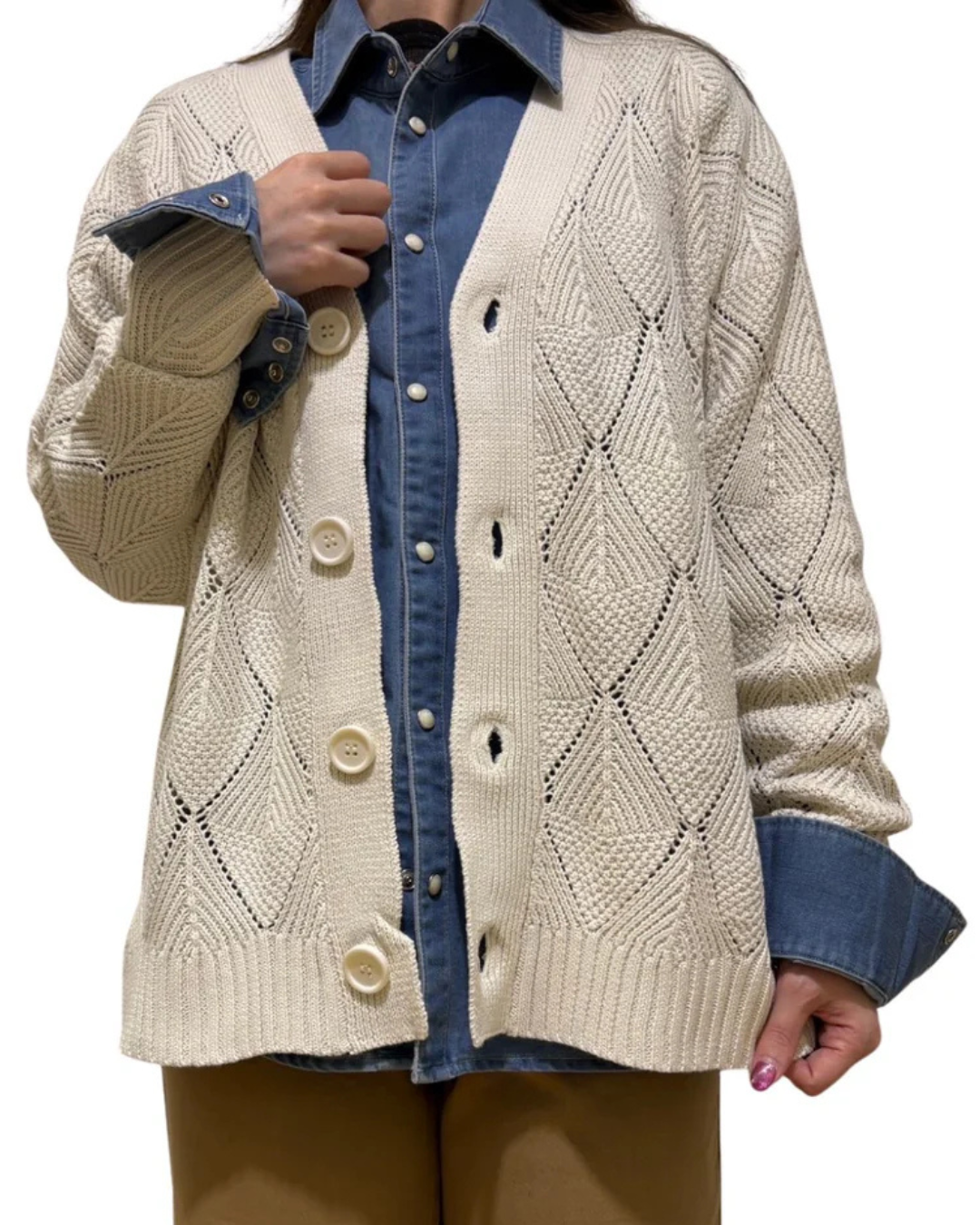 ダイヤ柄カーディガン UNISEX