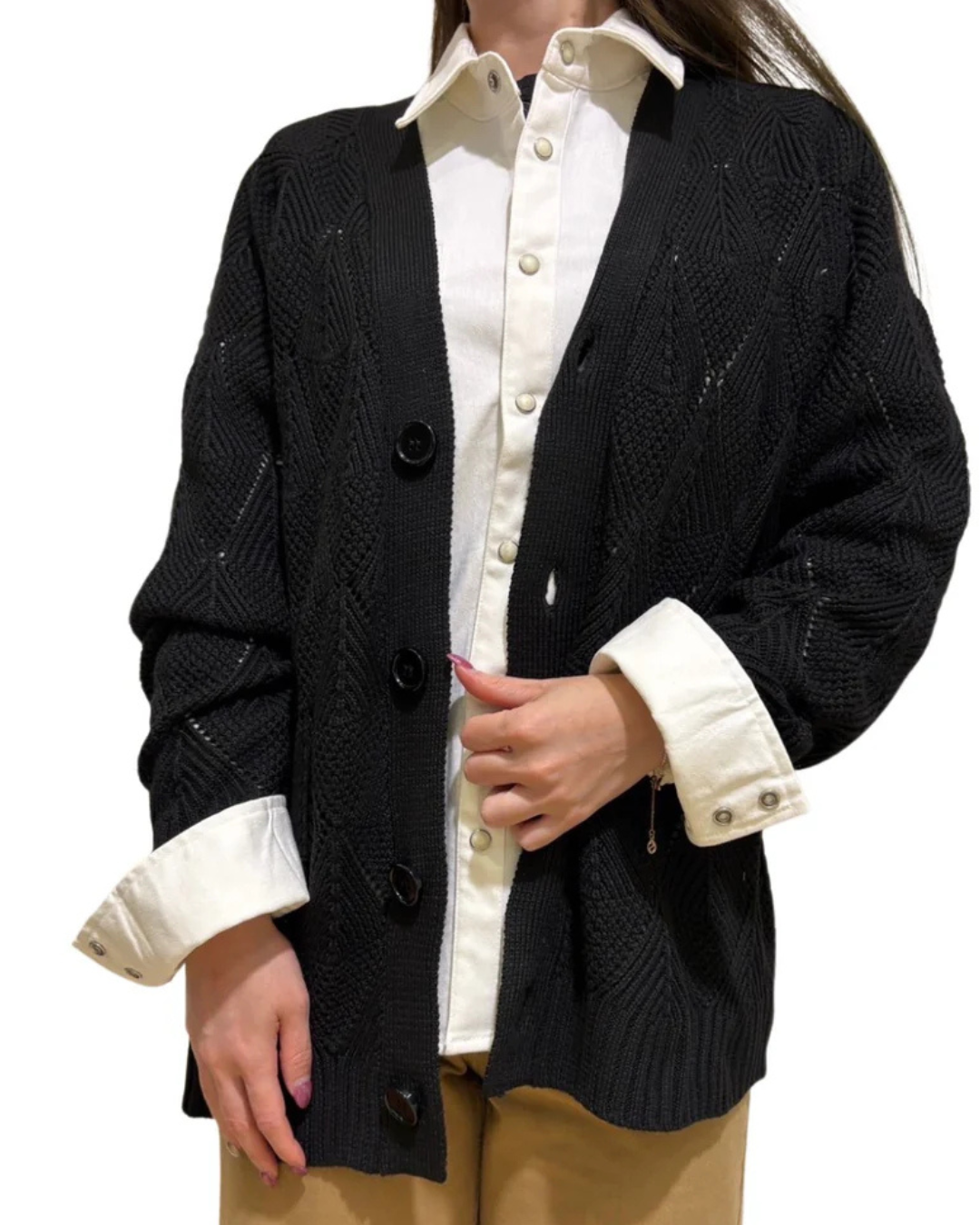 ダイヤ柄カーディガン UNISEX