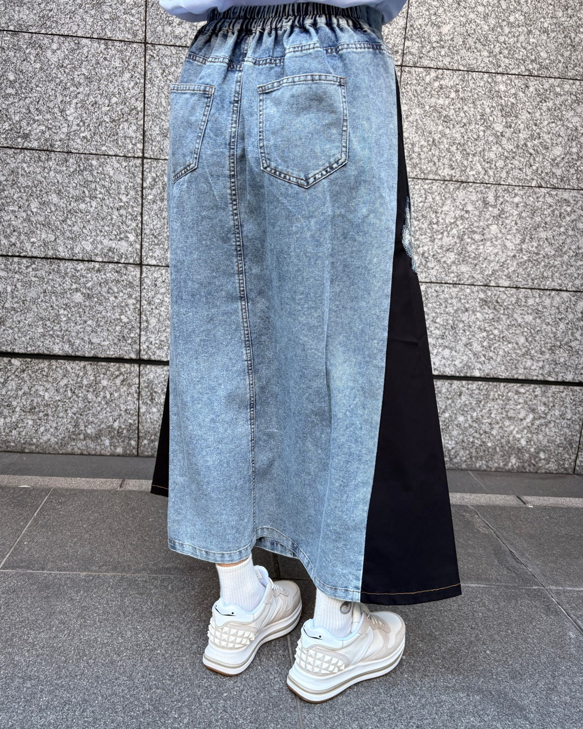 異素材切替スカート WOMEN