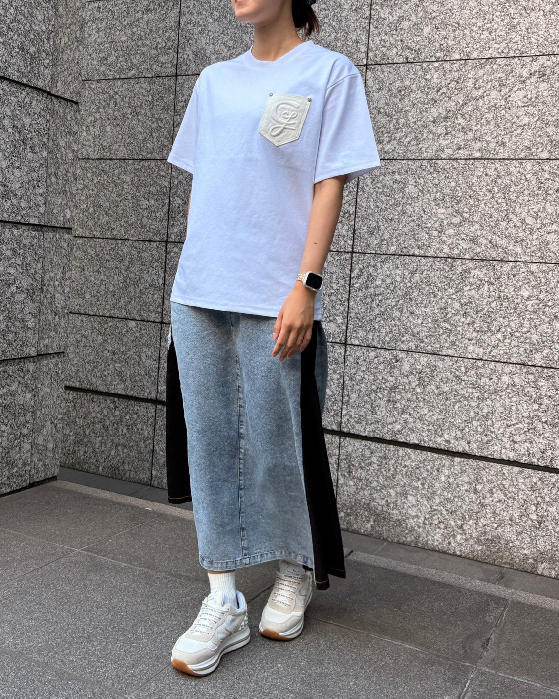 異素材切替スカート WOMEN