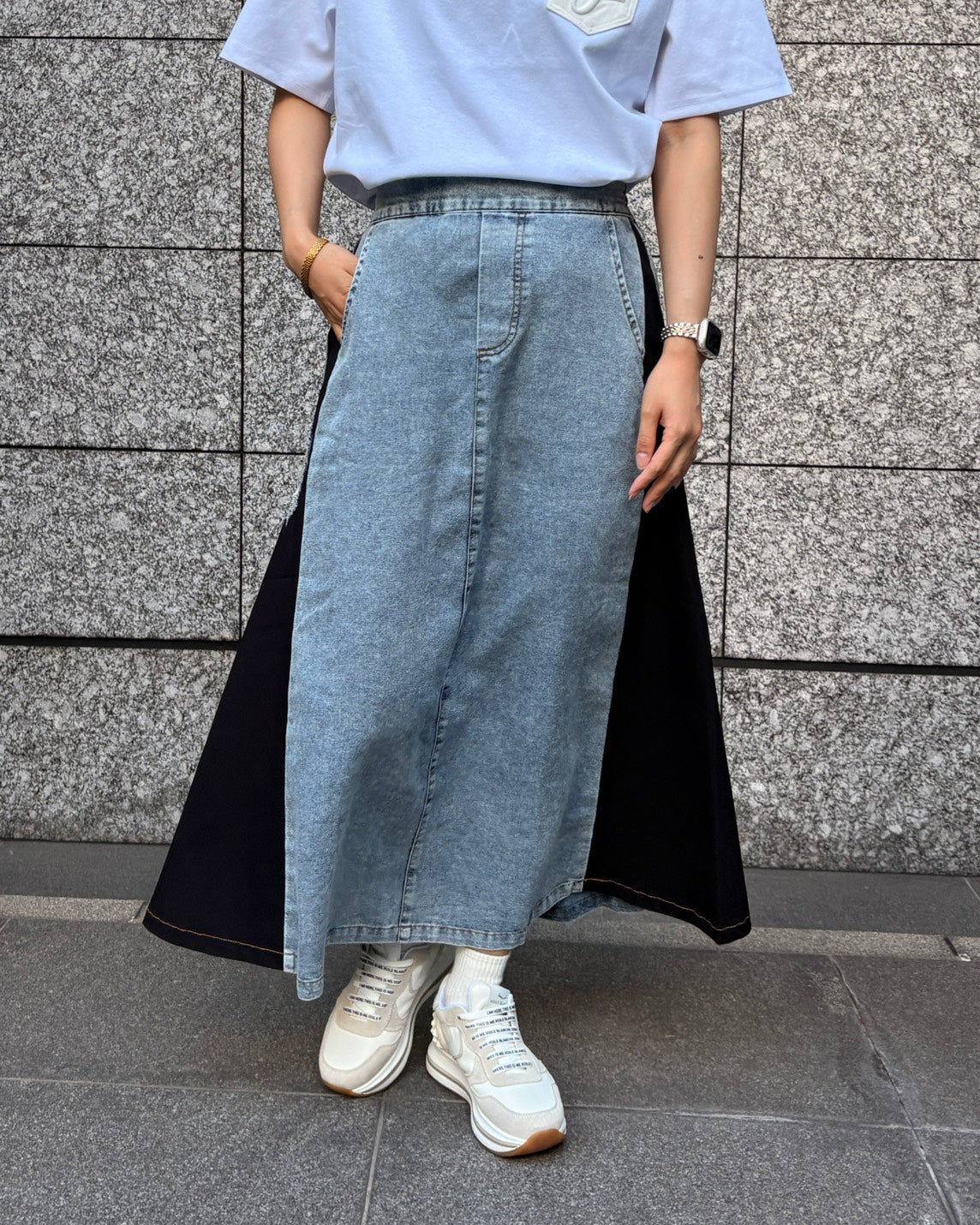 異素材切替スカート WOMEN