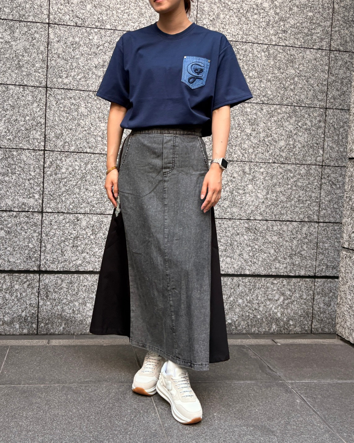 異素材切替スカート WOMEN