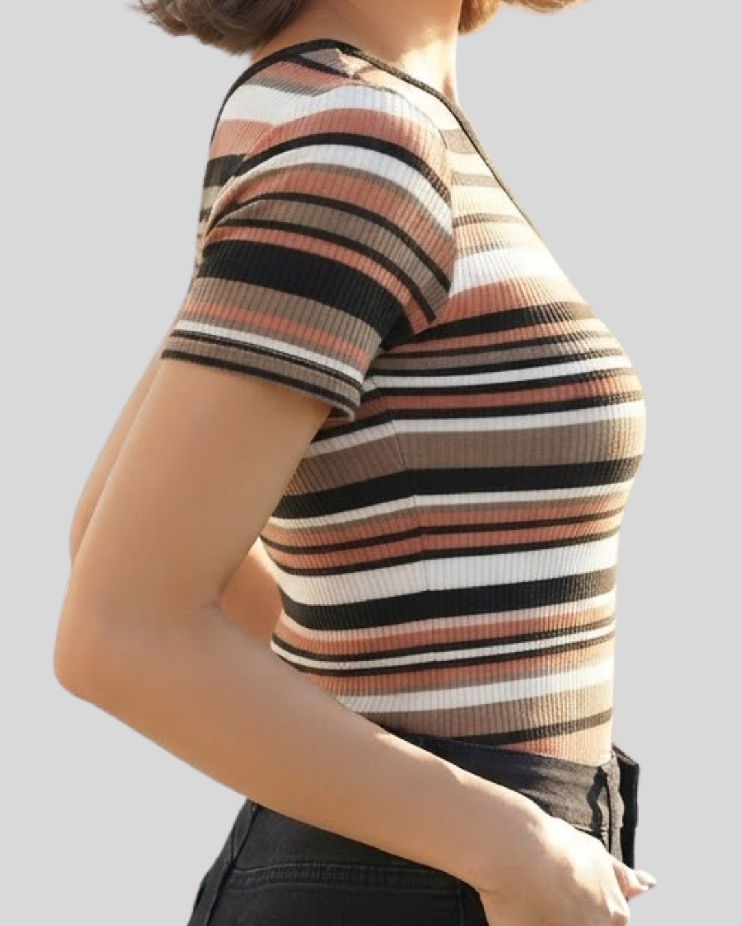 リブボーダーワンショルダー WOMEN