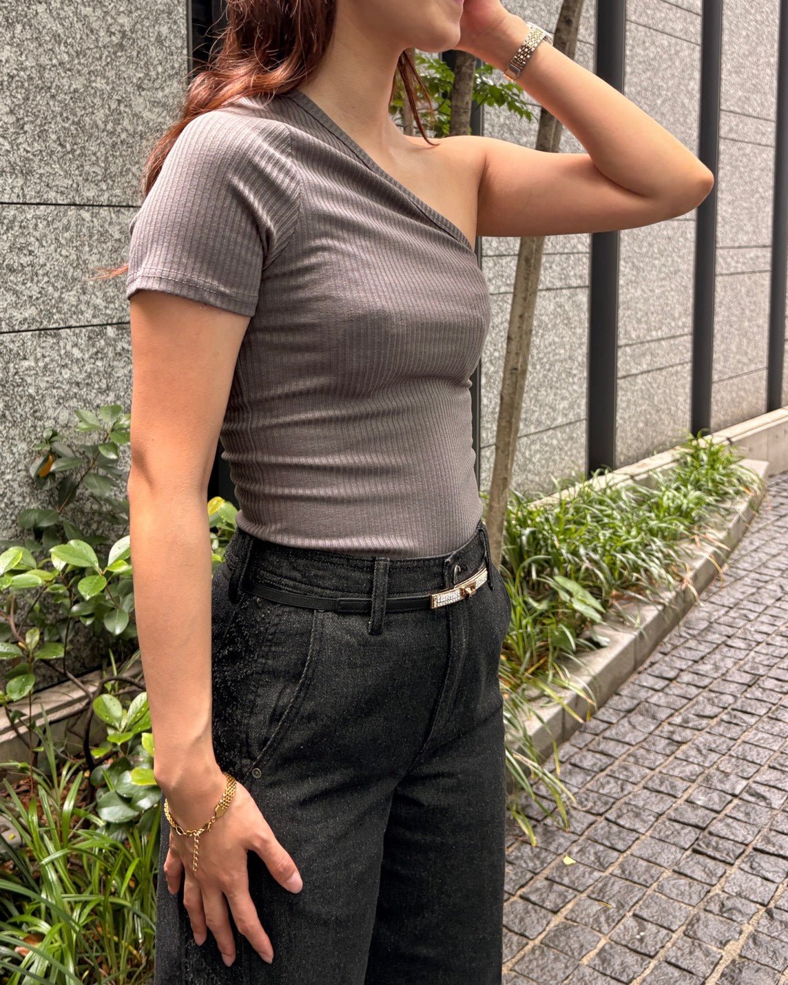 リブショルダーTシャツ WOMEN