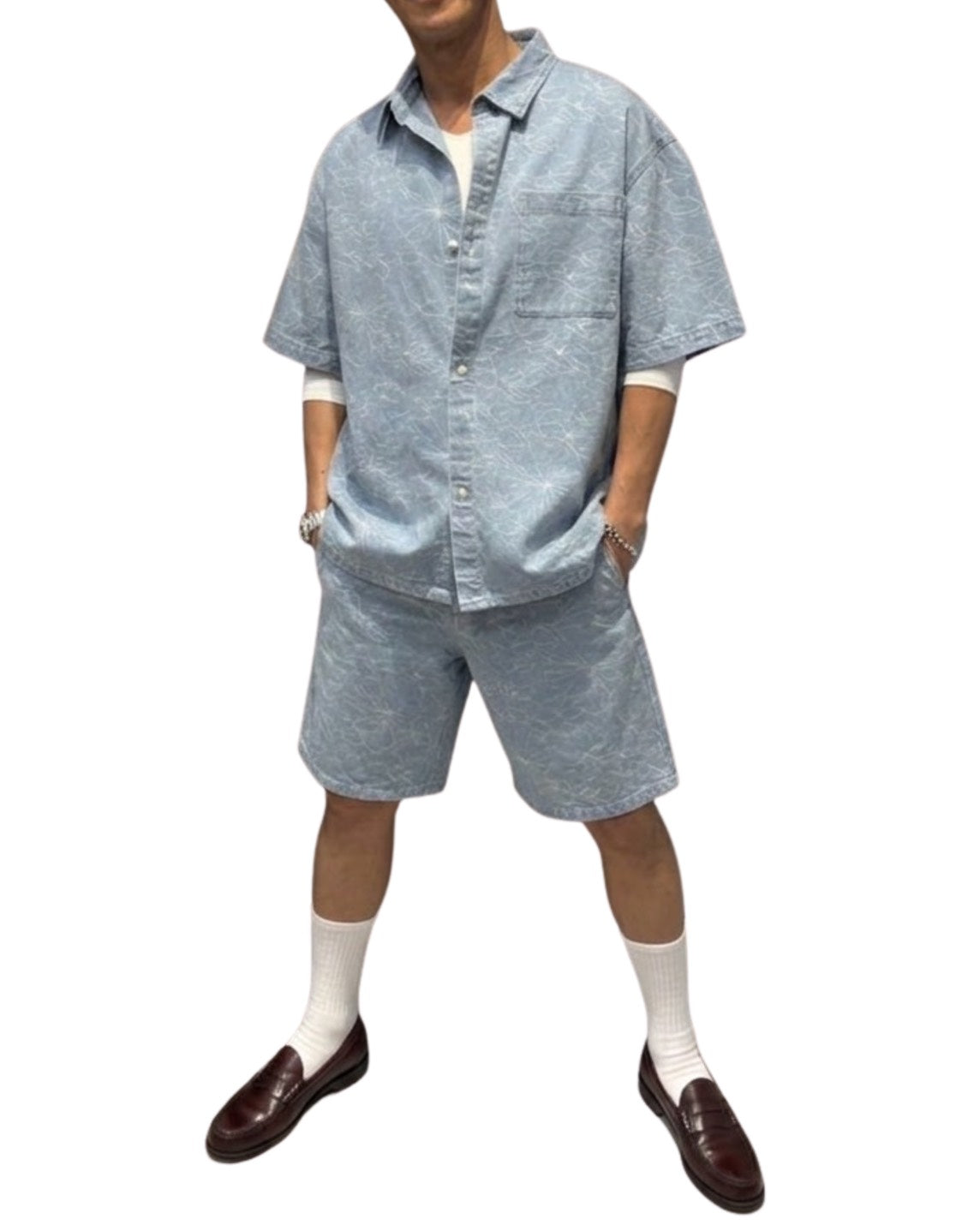 フラワーデニムショーツ MEN