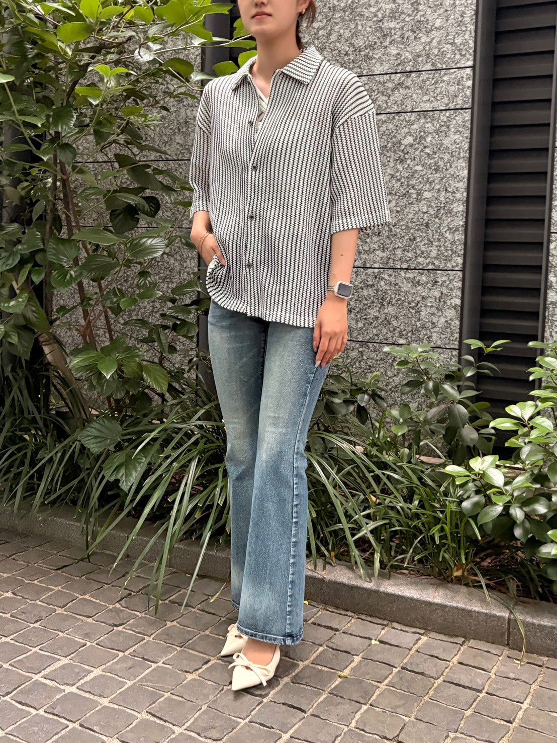 【先行予約販売】ストライプメッシュシャツ UNISEX