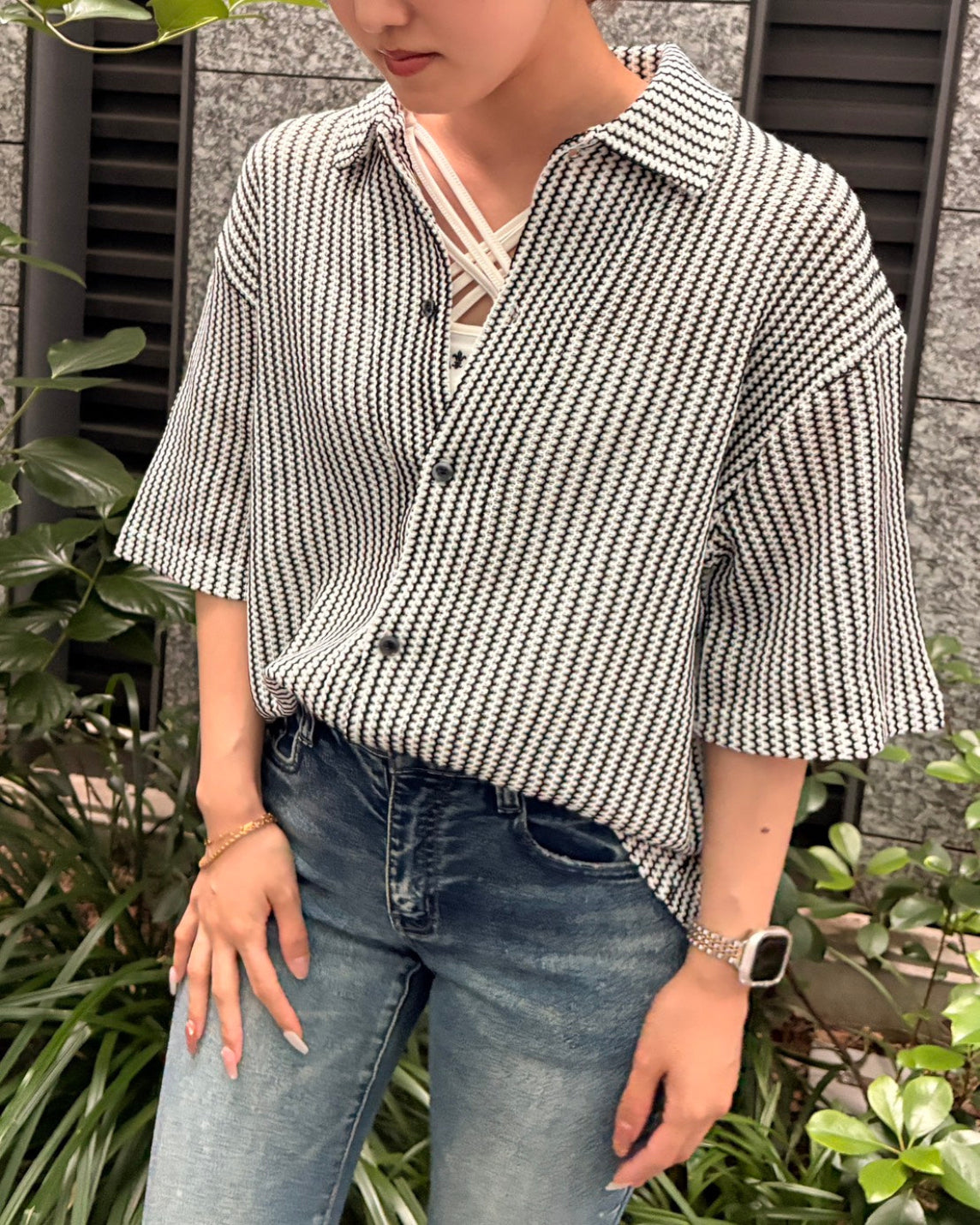 ストライプメッシュシャツ UNISEX