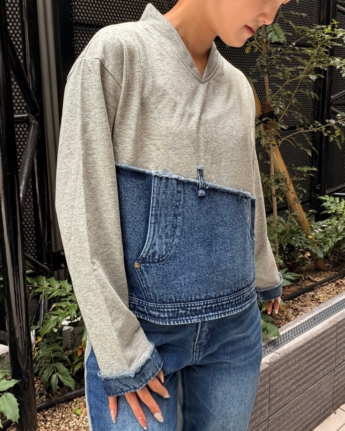 デニムドッキングプルオーバー WOMEN