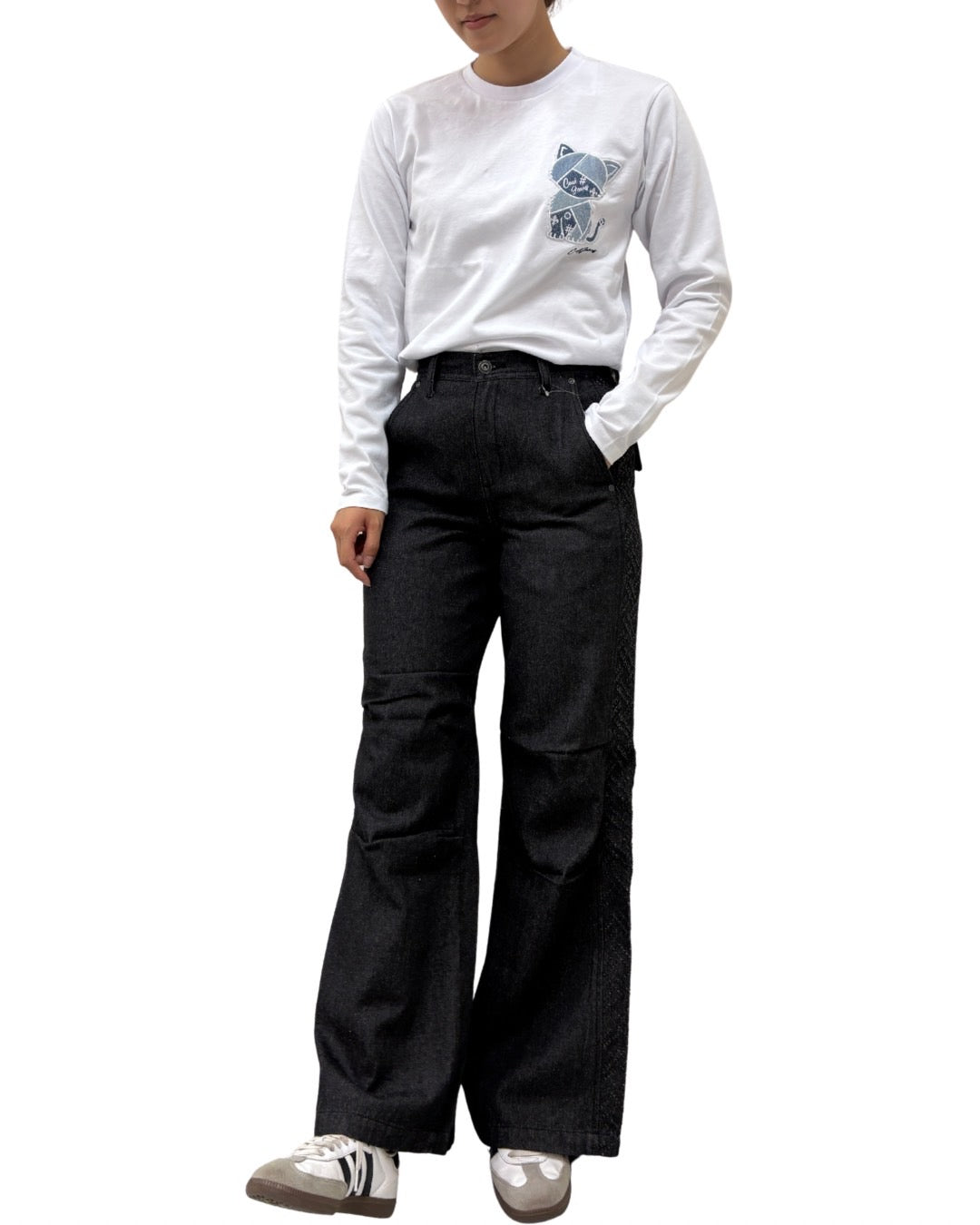 Nachiサイド切替膝タックデニムパンツ WOMEN