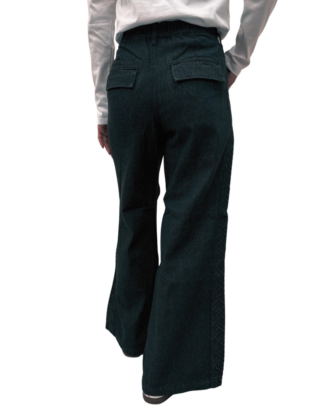 Nachiサイド切替膝タックデニムパンツ WOMEN