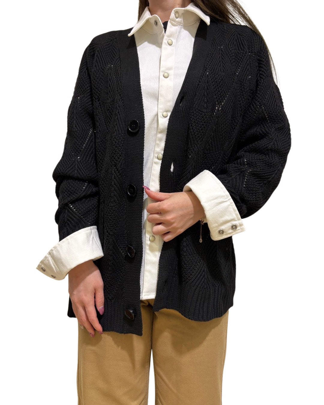 ダイヤ柄カーディガン UNISEX