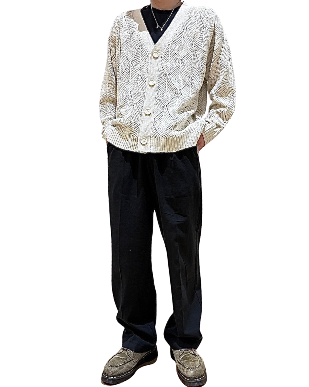 ダイヤ柄カーディガン UNISEX