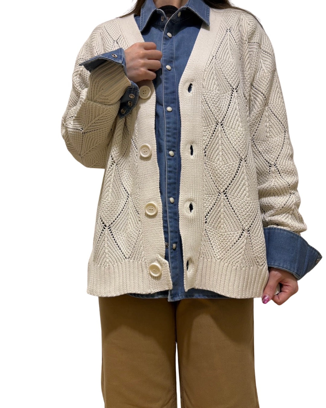 ダイヤ柄カーディガン UNISEX