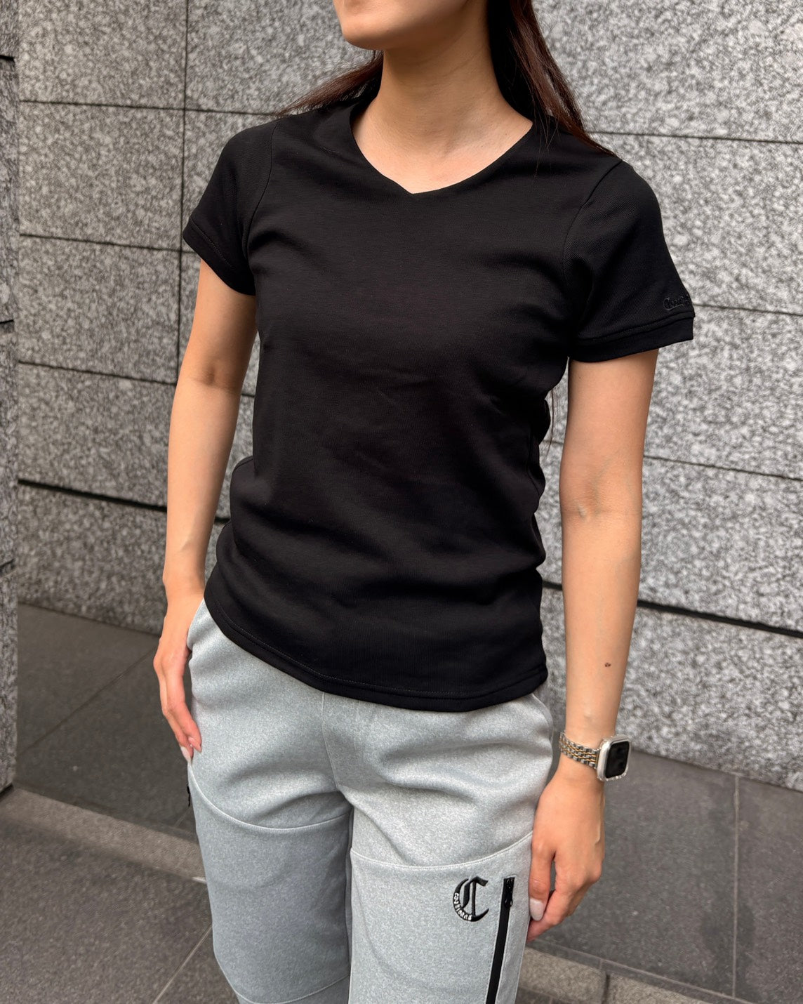 CJロゴフライス半Vネック WOMEN