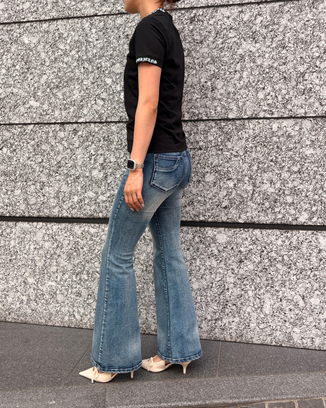 RAINBOW裾フレアーデニムパンツ WOMEN